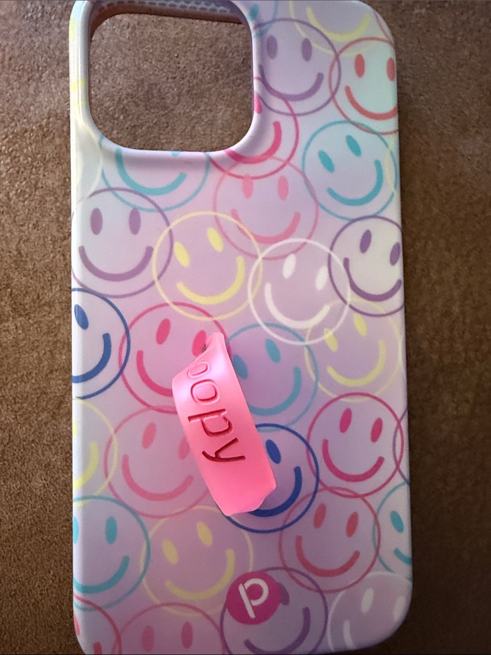 LOOPY brand Smiley Pattern Phone Case - Pink Multicolor